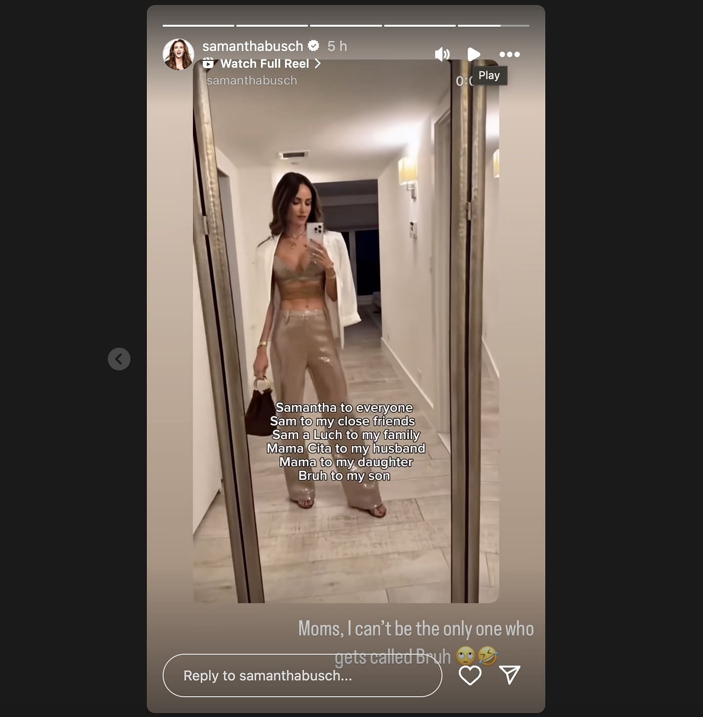 Kyle Busch's wife Samantha reacts to being called 'Bruh' by her son. Source: @Instagram/samanthabusch